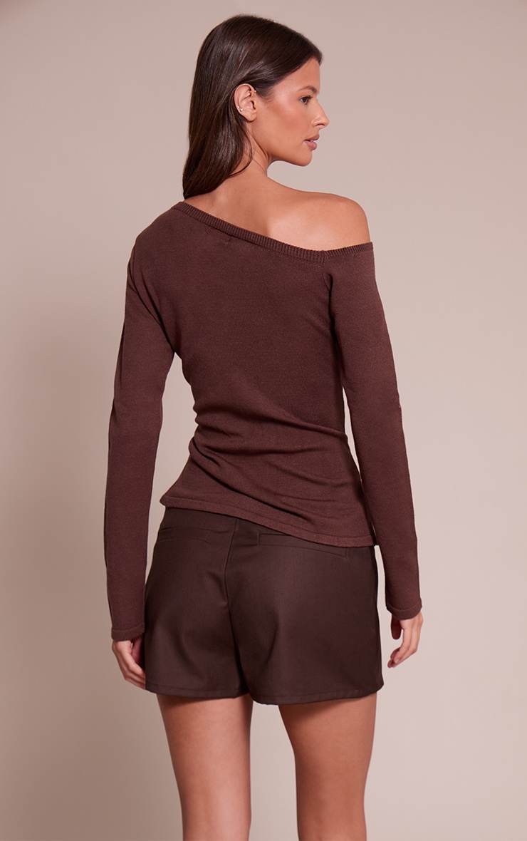 Chocolate Asymmetric Knitted Top