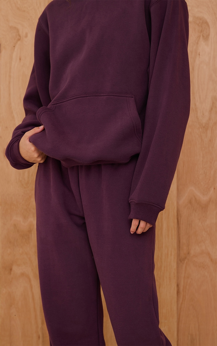 Plum Cotton Fleece Oversized Pull Over Hoodie image 4