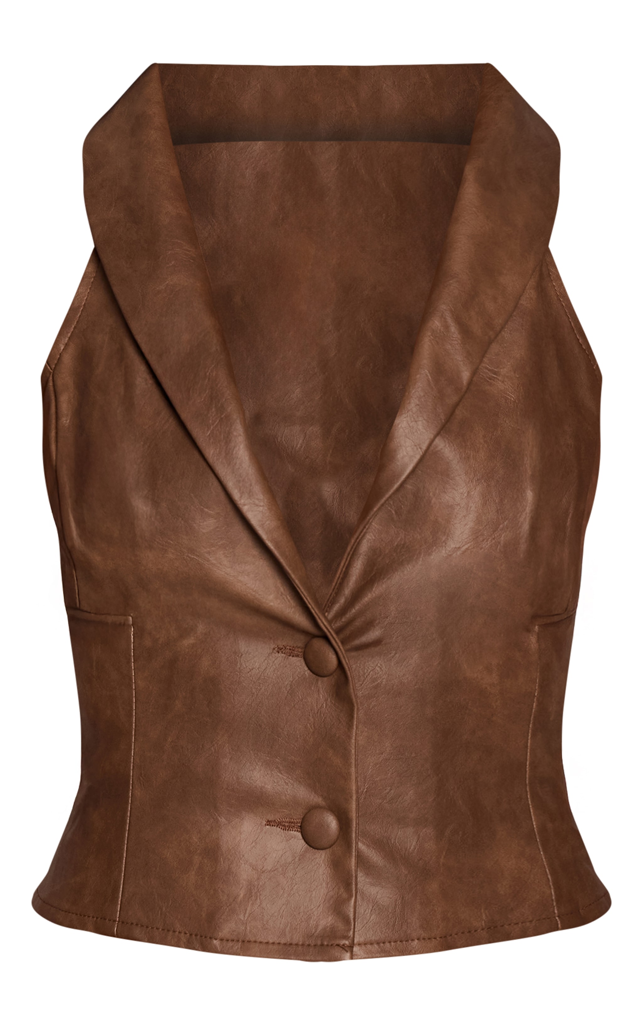 Petite Gilet en PU marron sans manches image 5