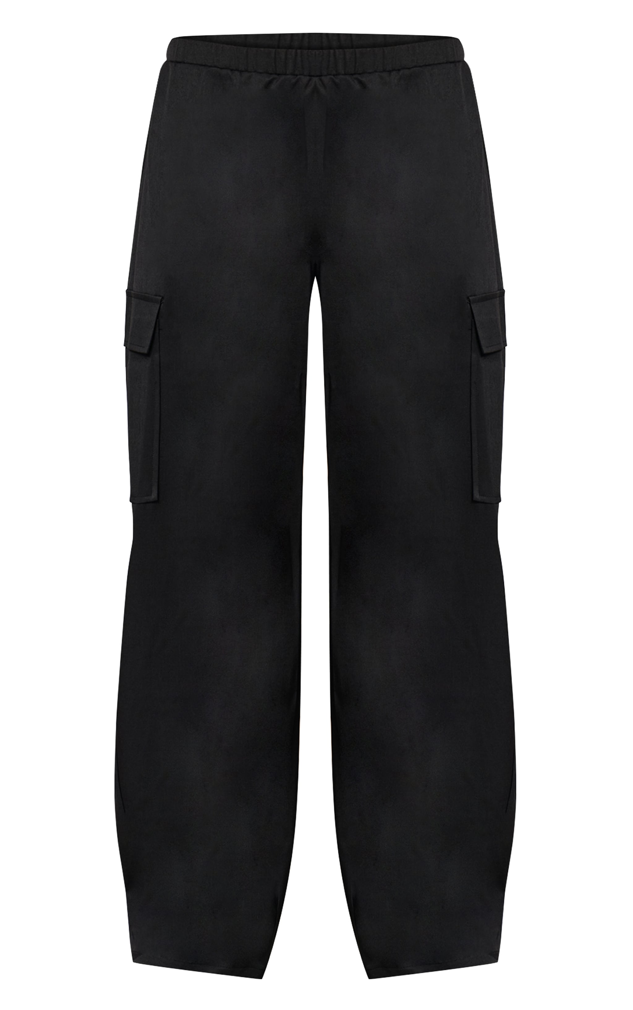 Black Woven Wide Leg Cargos image 5