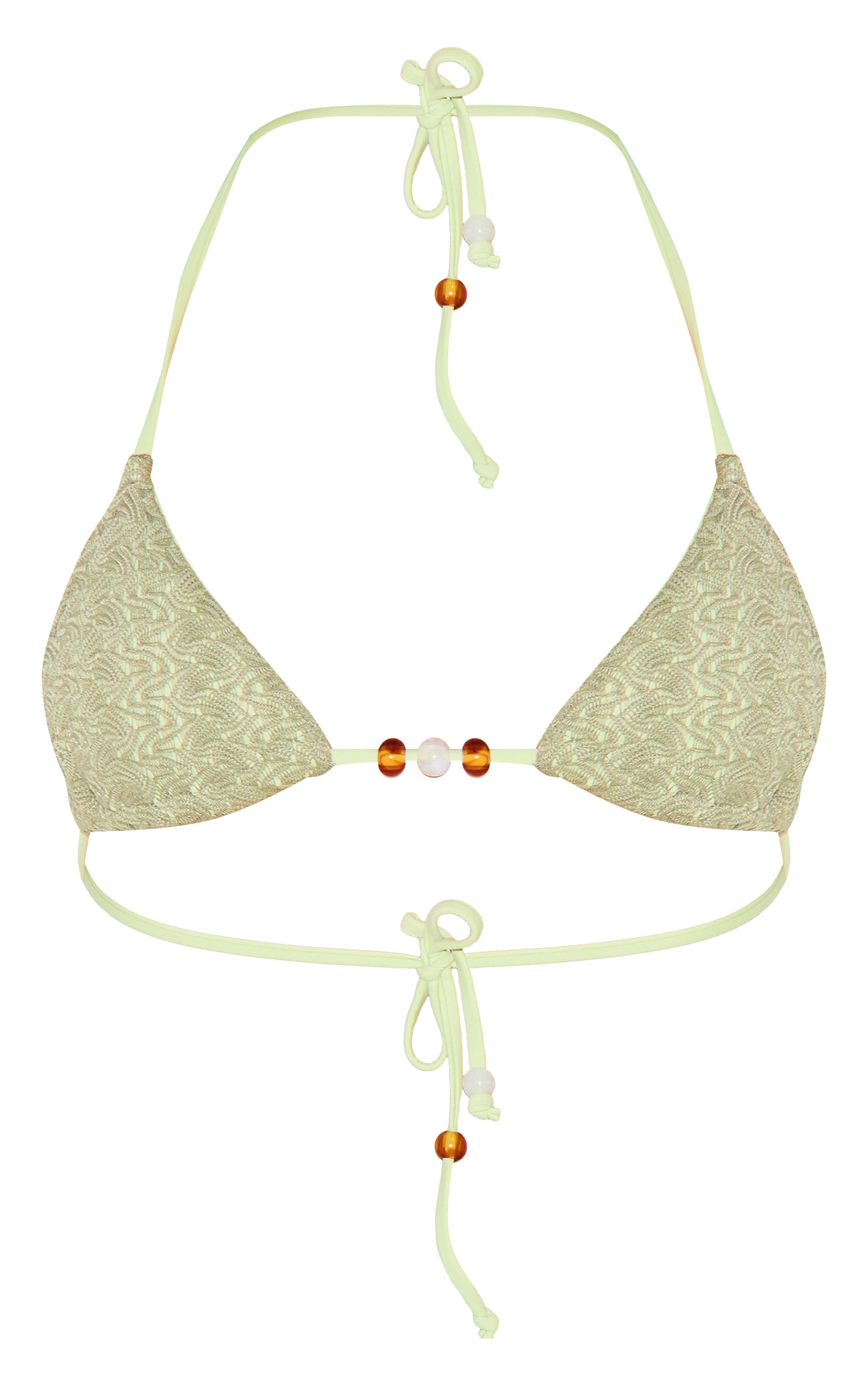 Sage Green Textured Bead Triangle Bikini Top | Swimwear
