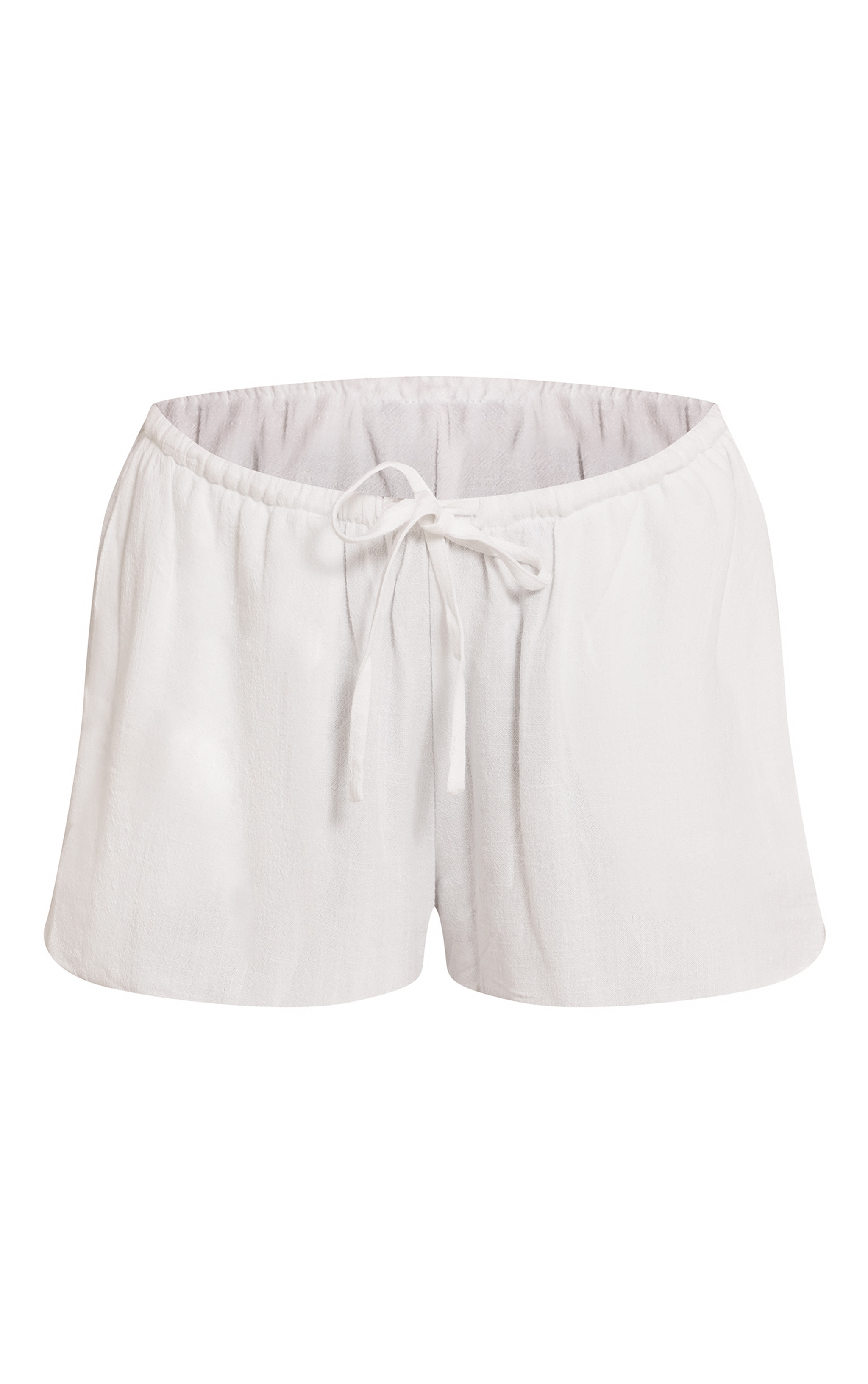 White Linen Look Floaty Drawstring Shorts image 6