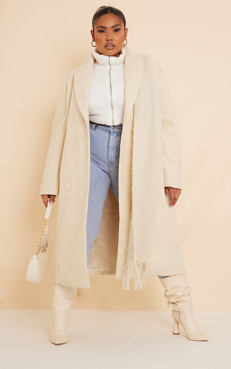 cream borg midi coat