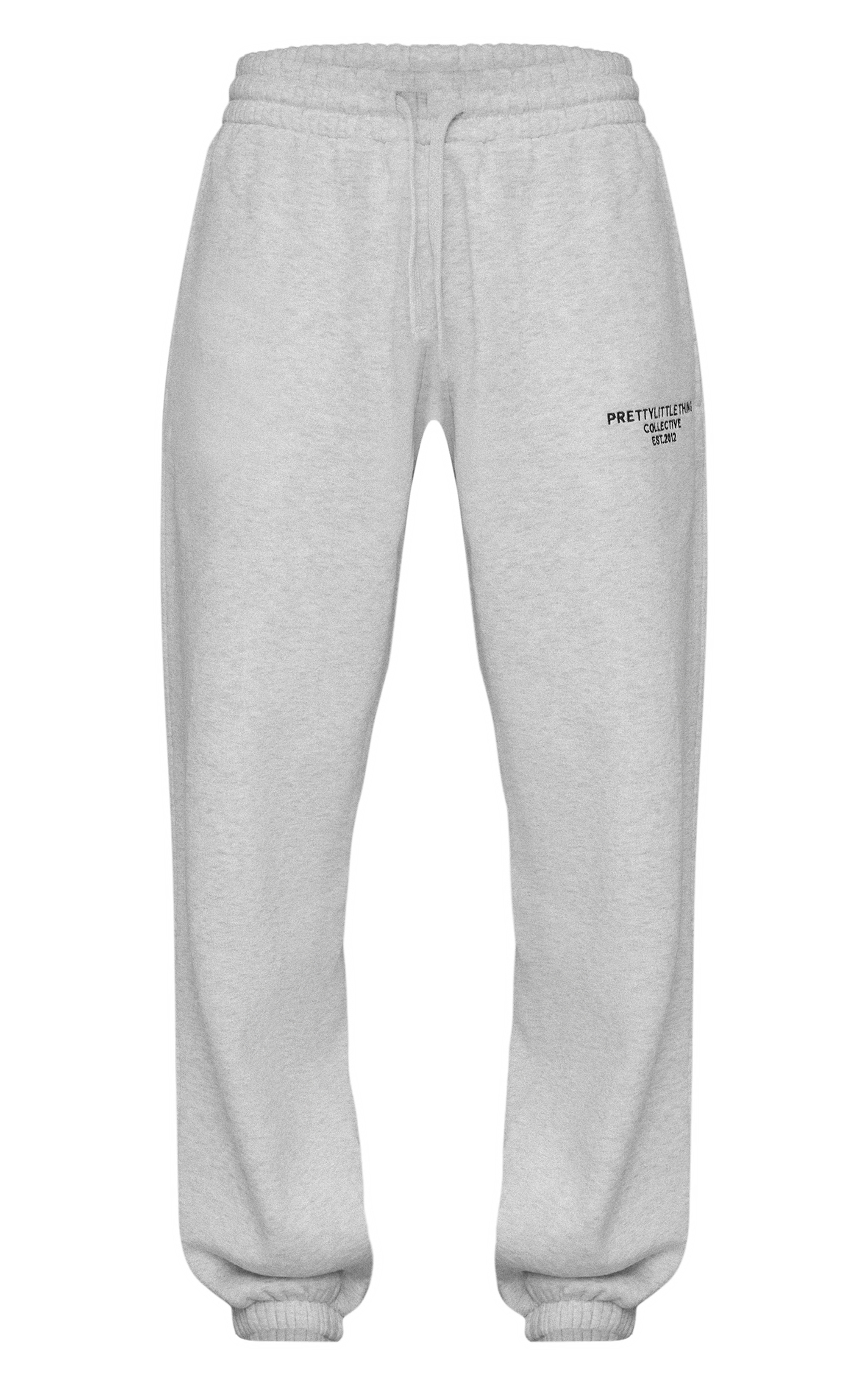 PRETTYLITTLETHING Ash Grey Print Cuffed Joggers image 5