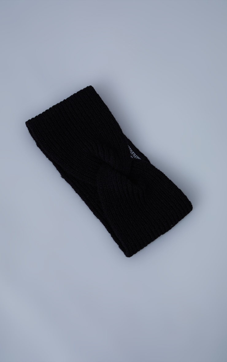 Black Knitted Twist Headband image 2