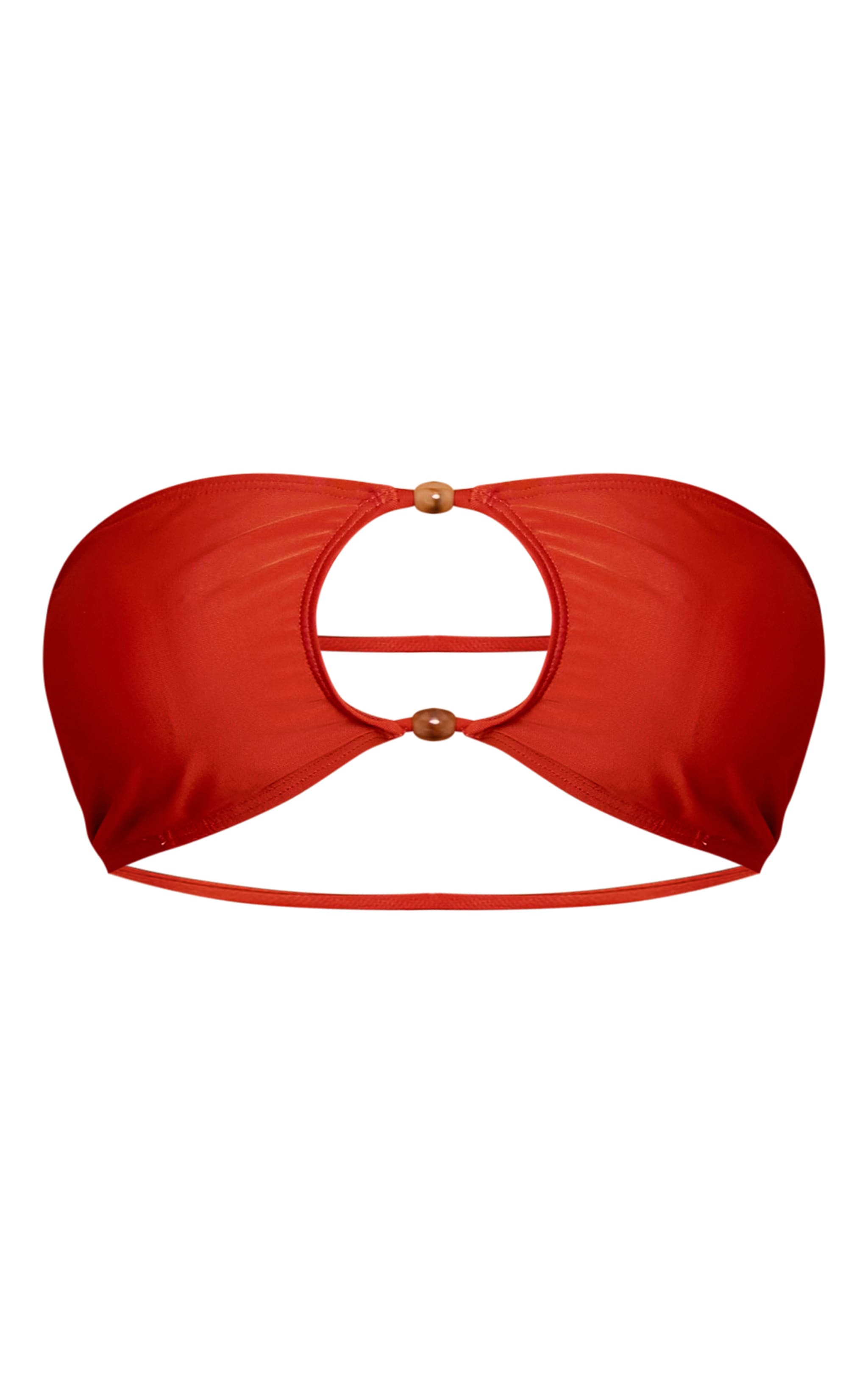 Haut de maillot de bain bandeau rouille à empiècements perles image 5