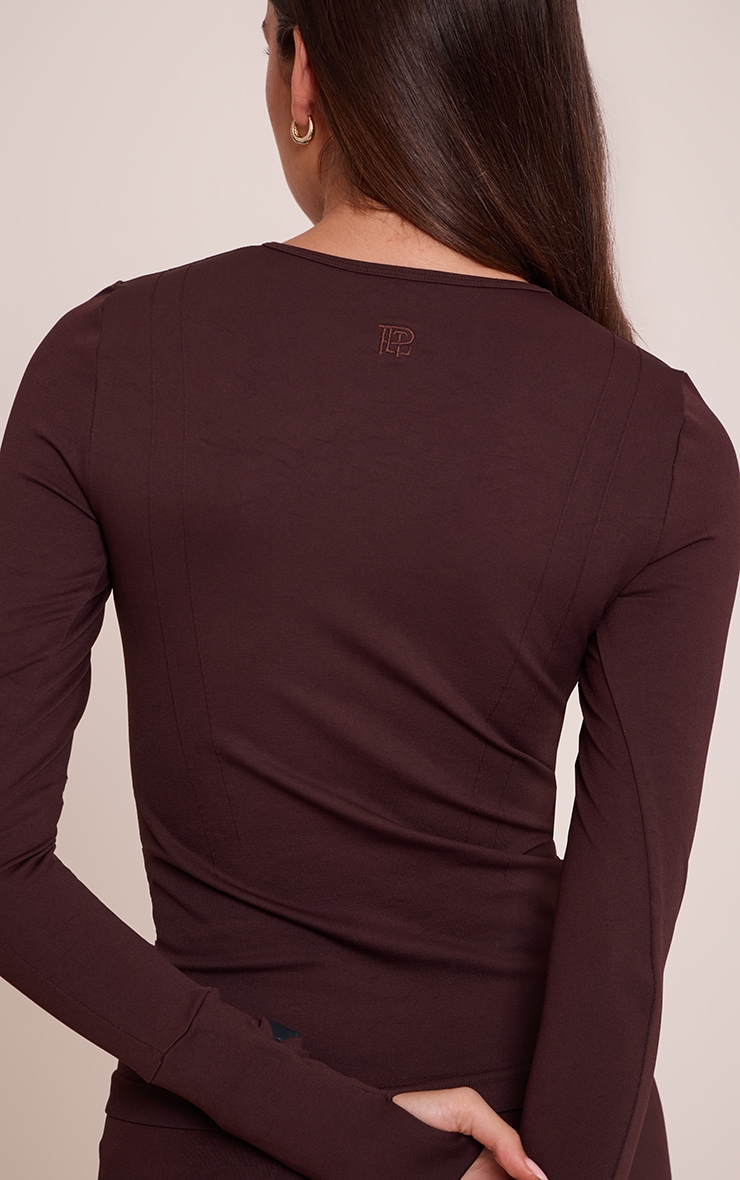 PLT Chocolate Seamless Seam Detail Long Sleeve Top image 4