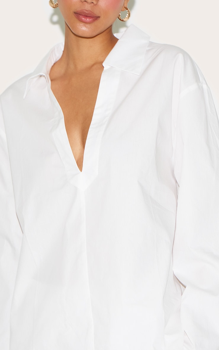 White Cotton Poplin Oversized Shirt image 4