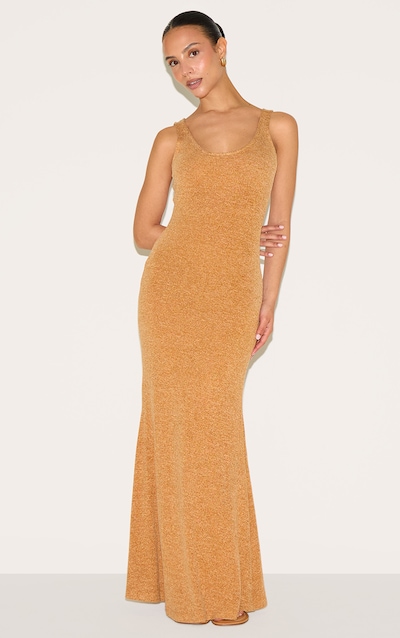 Petite Burnt Orange Fine Knit Maxi Dress