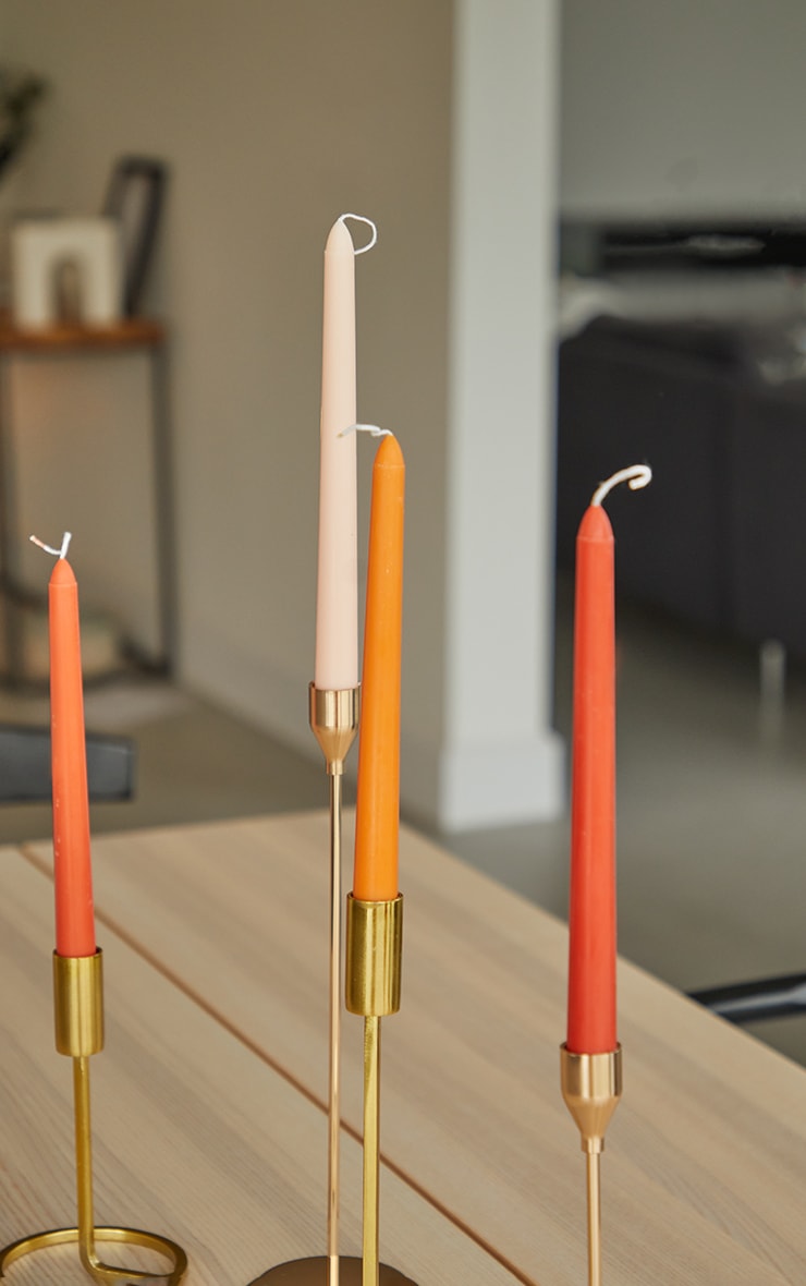 PRETTYLITTLETHING Orange Set Of 4 Tonal Candlesticks image 2