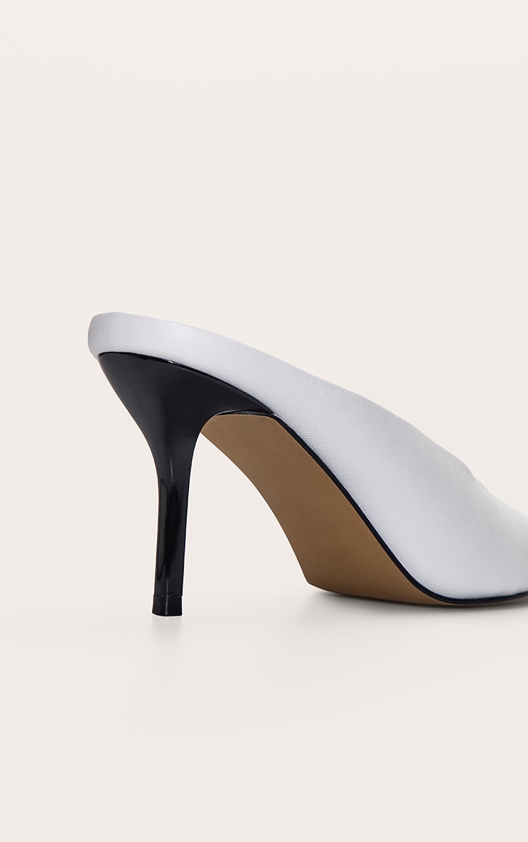 White Peep Toe Heeled Mules image 5