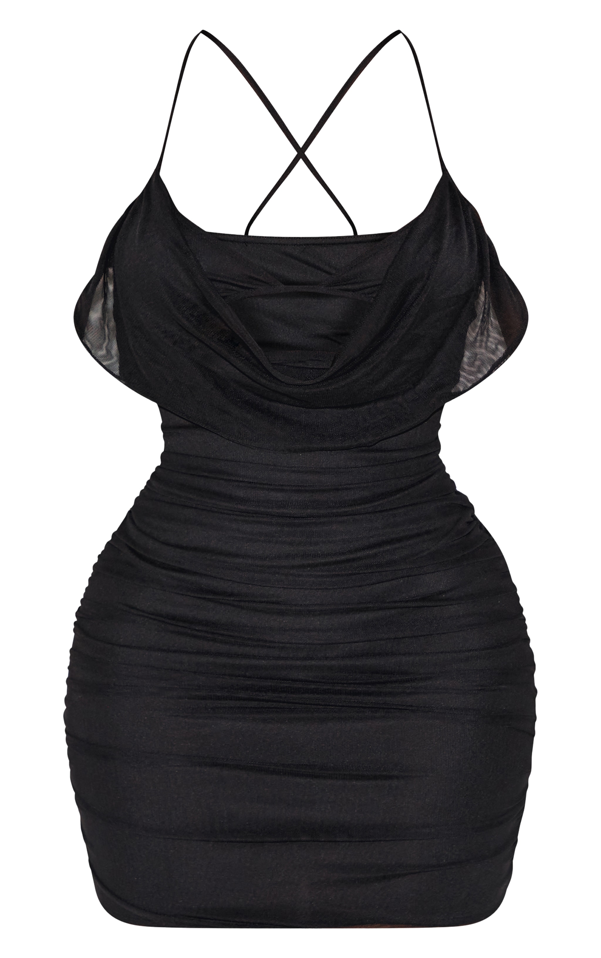 Shape Robe moulante en mesh noir à col bénitier et fronces détail bralette image 5