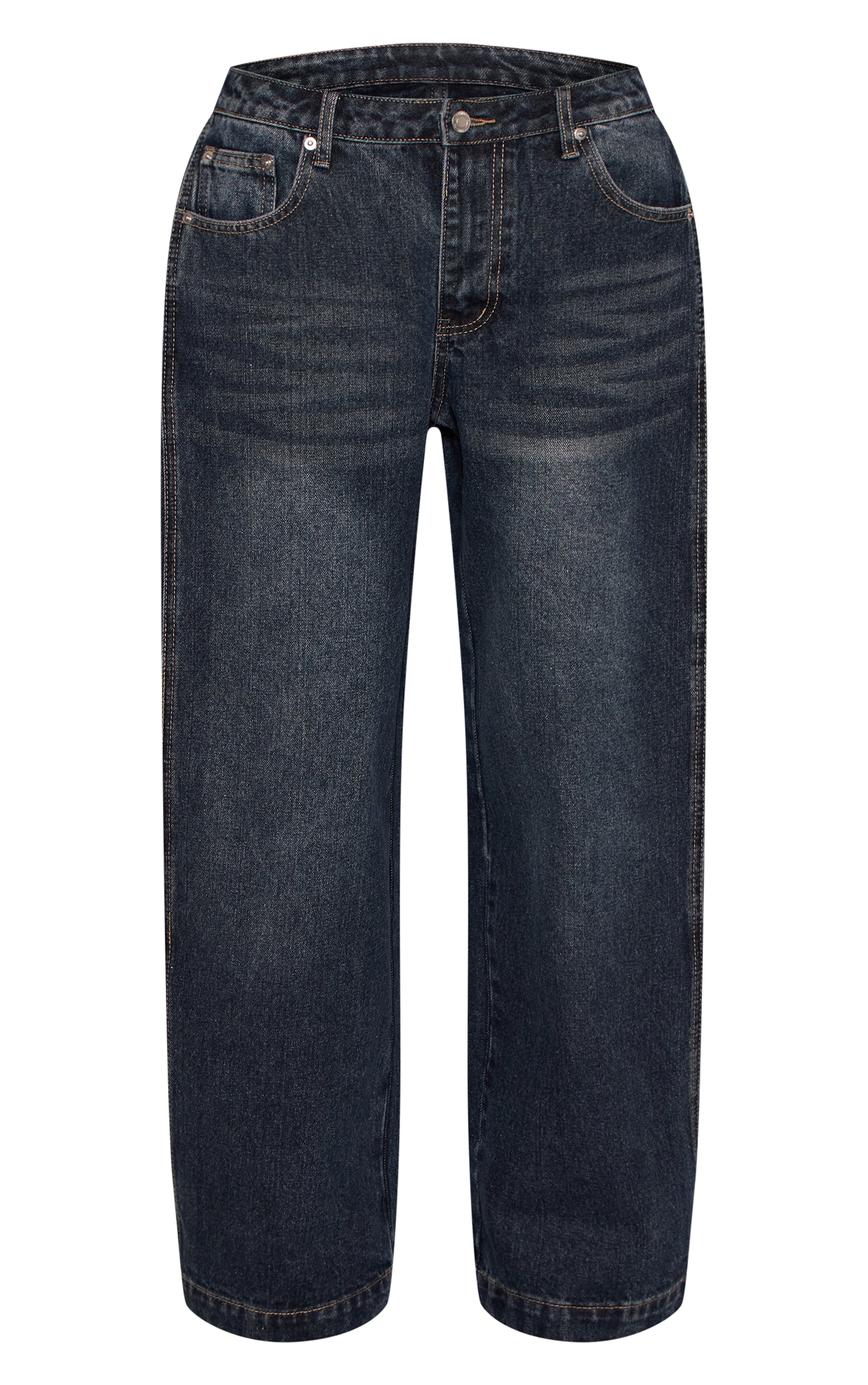 Dark Blue Vintage Pleat Side Wide Leg Jeans image 5