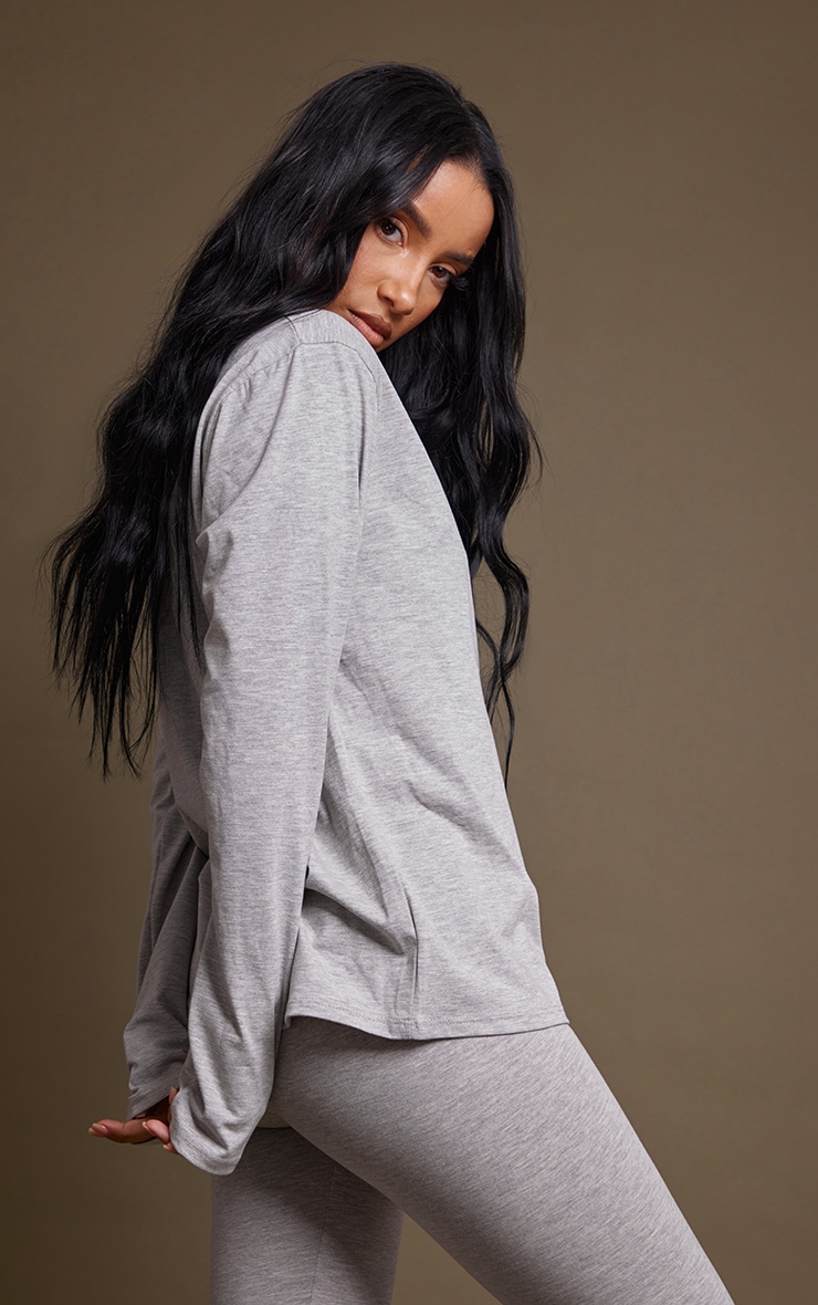 Ash Grey Cotton Oversized Long Sleeved T-shirt image 2