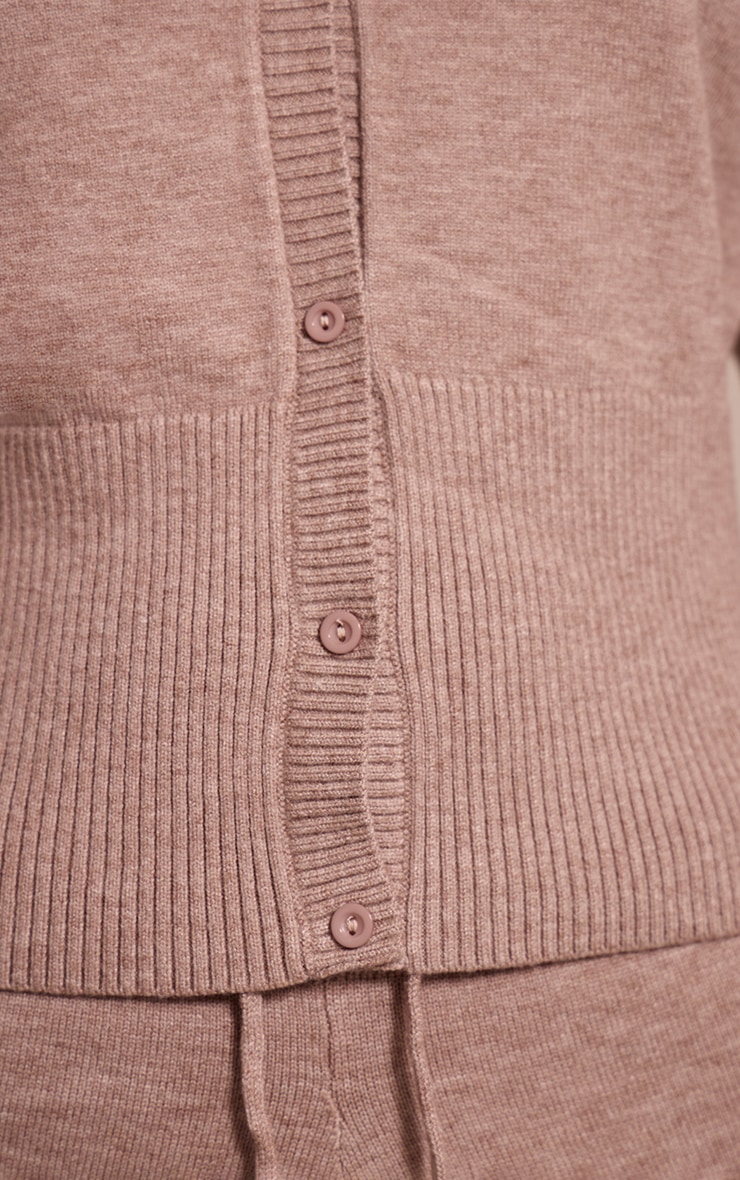 Petite Taupe Ribbed Fitted Waist Knitted Cardigan image 4