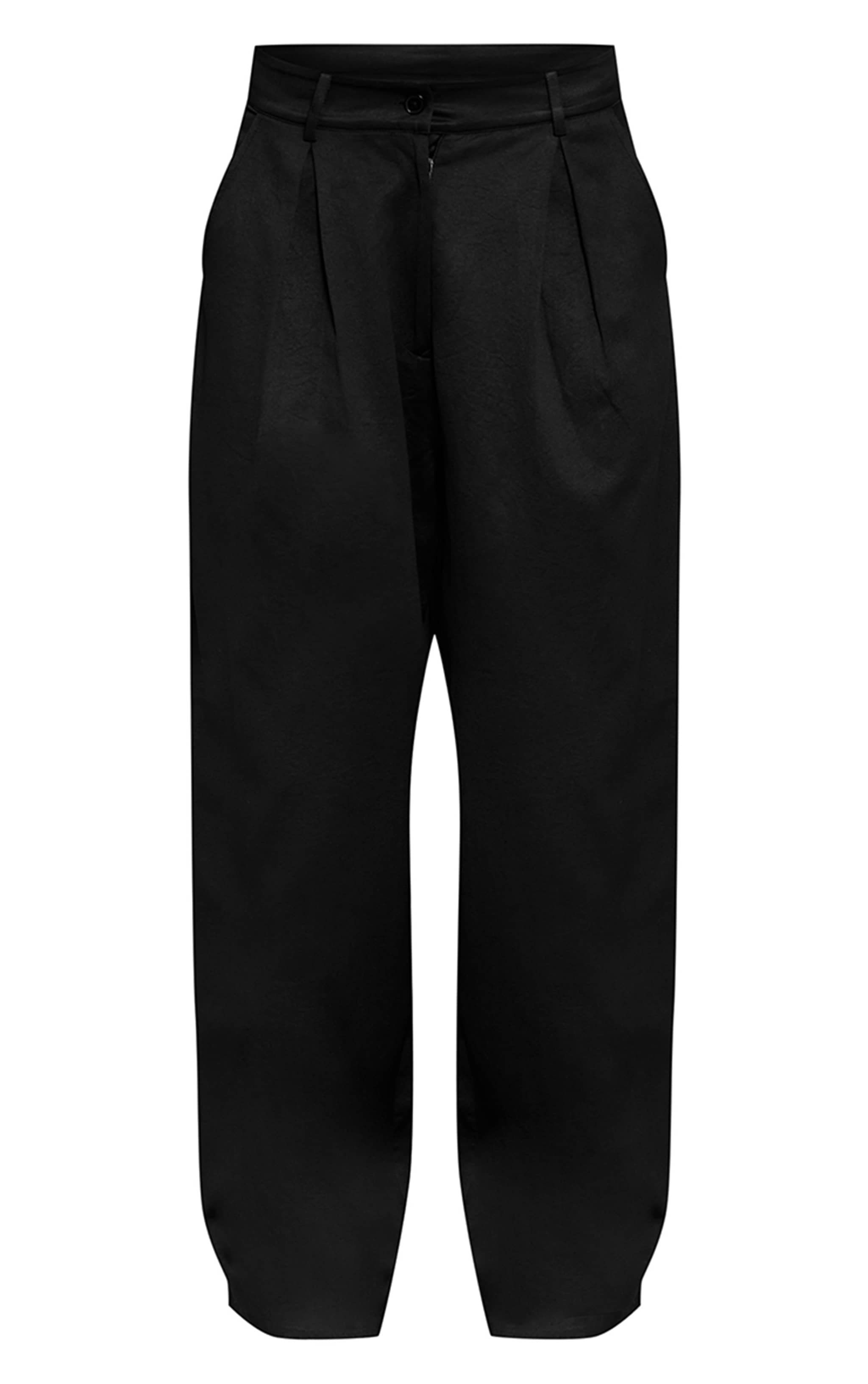 Black Satin Textured Wide Leg Trousers  image 5