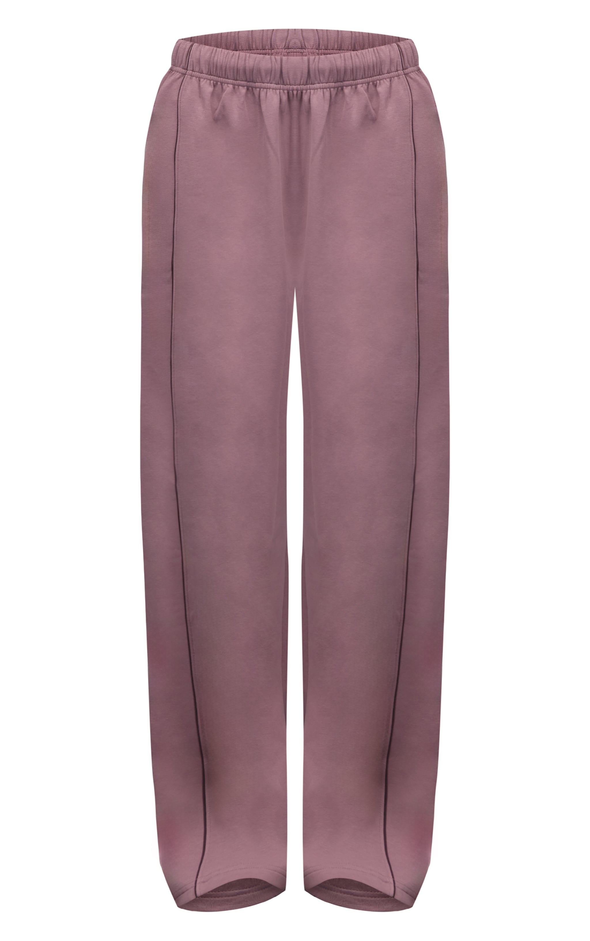 Mauve Interlock Contrast Piping Wide Leg Sweatpants image 5