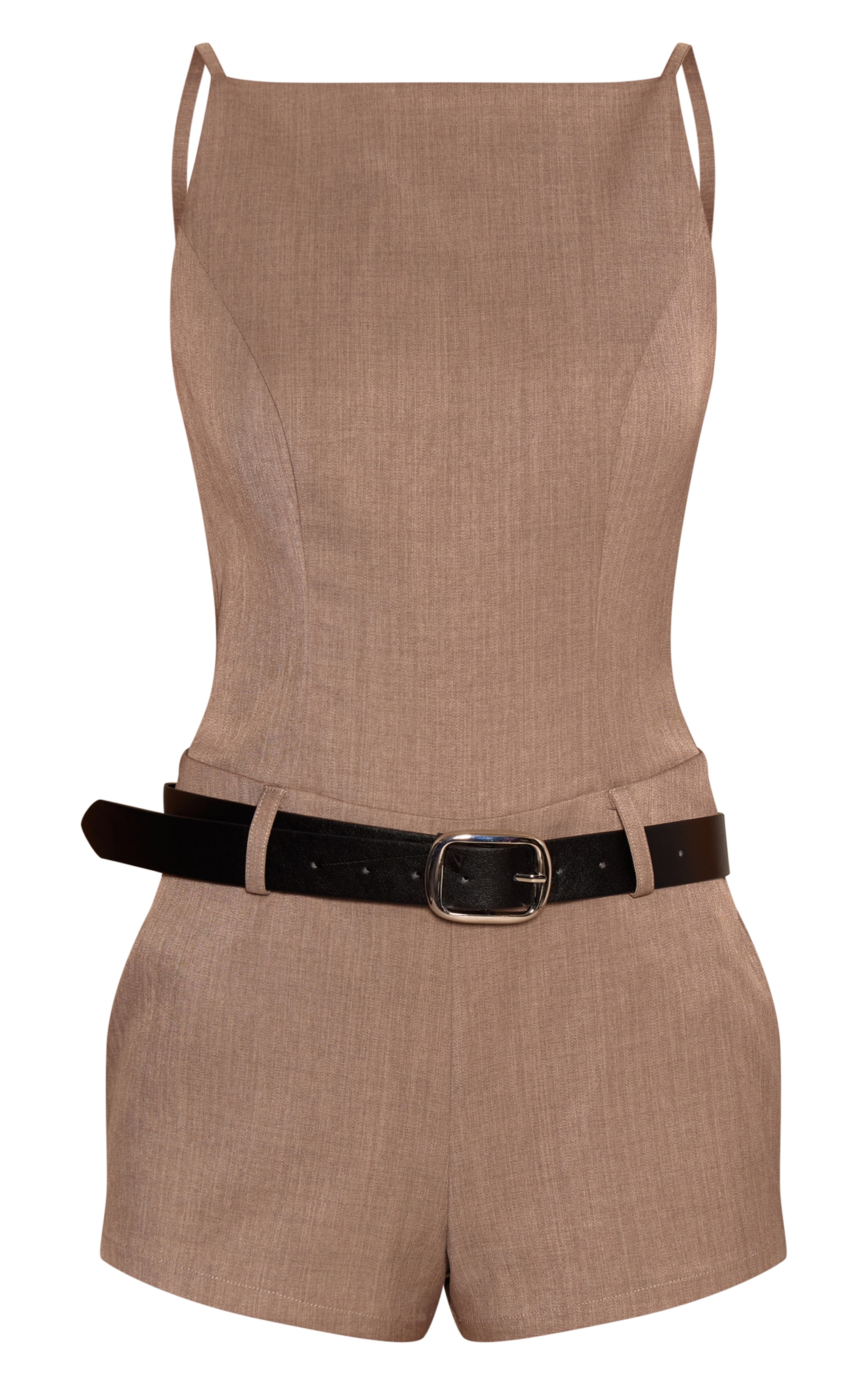 Mushroom Woven Strappy Belt Detail Playsuit image 5