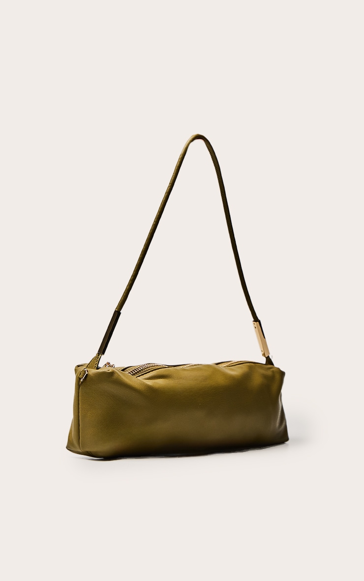 Olive Soft PU Gold Hardware Shoulder Bag image 3