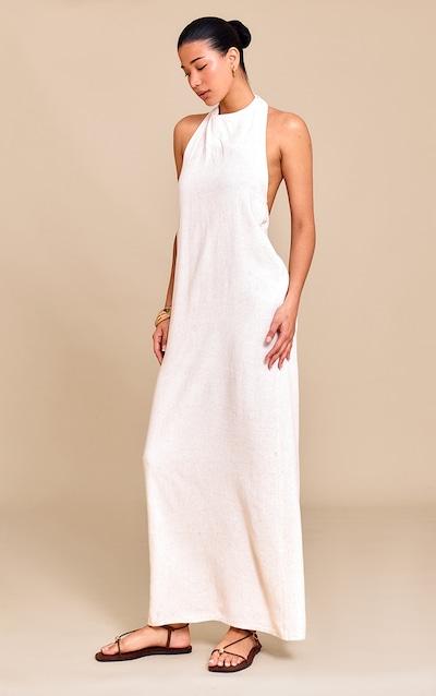 Natural Textured Scoop Back Maxi Dress