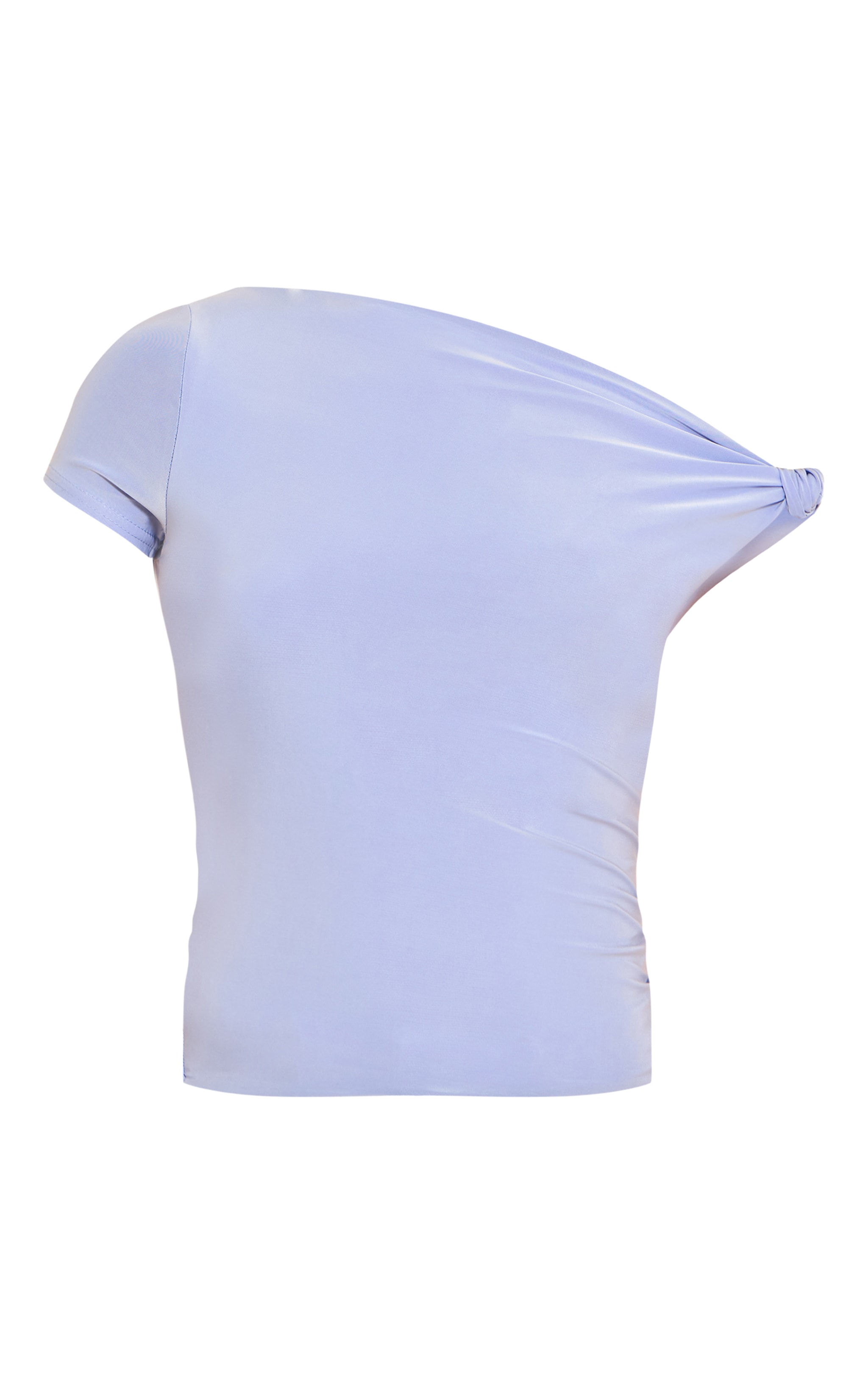 Sky Blue Double Layer Slinky Asymmetric Knot Detail Long Top image 5