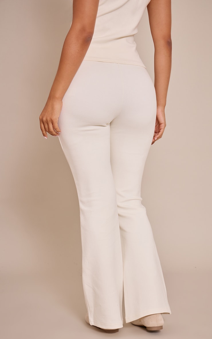 Petite Cream Interlock Seam Detail Flare Pants image 3