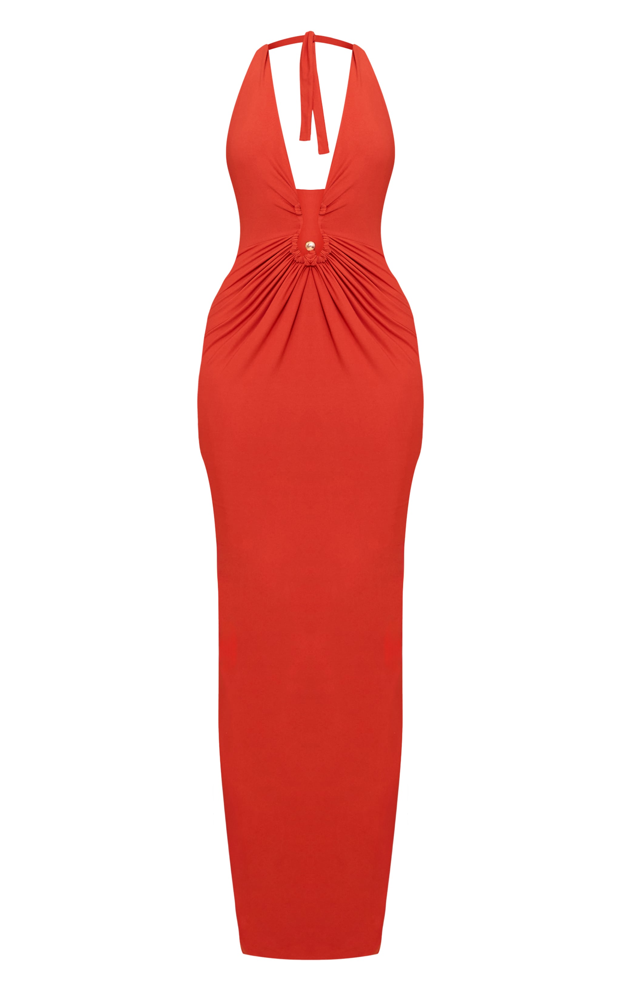 Rust Double Layer Soft Touch Trim Detail Maxi Dress image 5