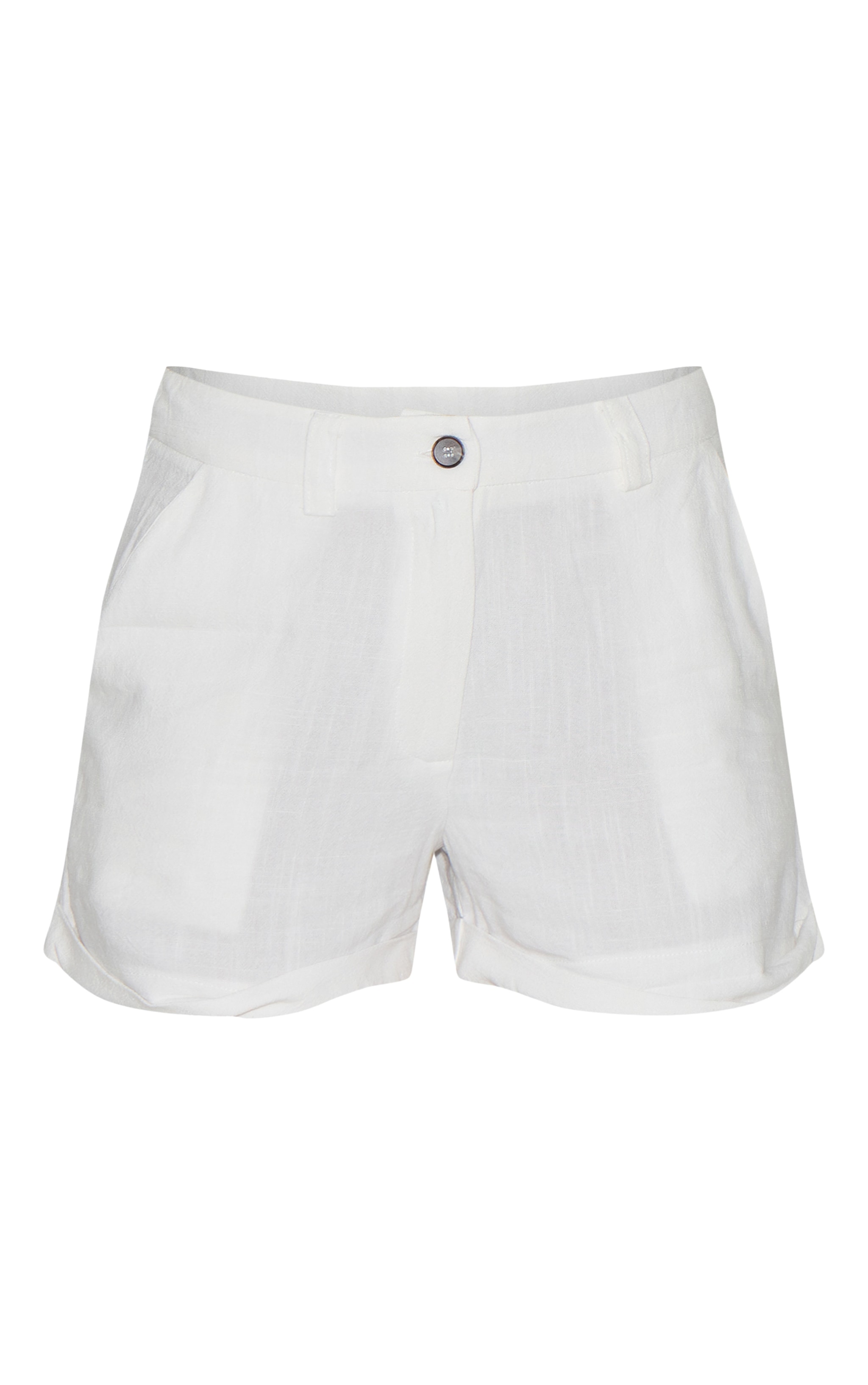 White Tailored Linen Blend Shorts image 6