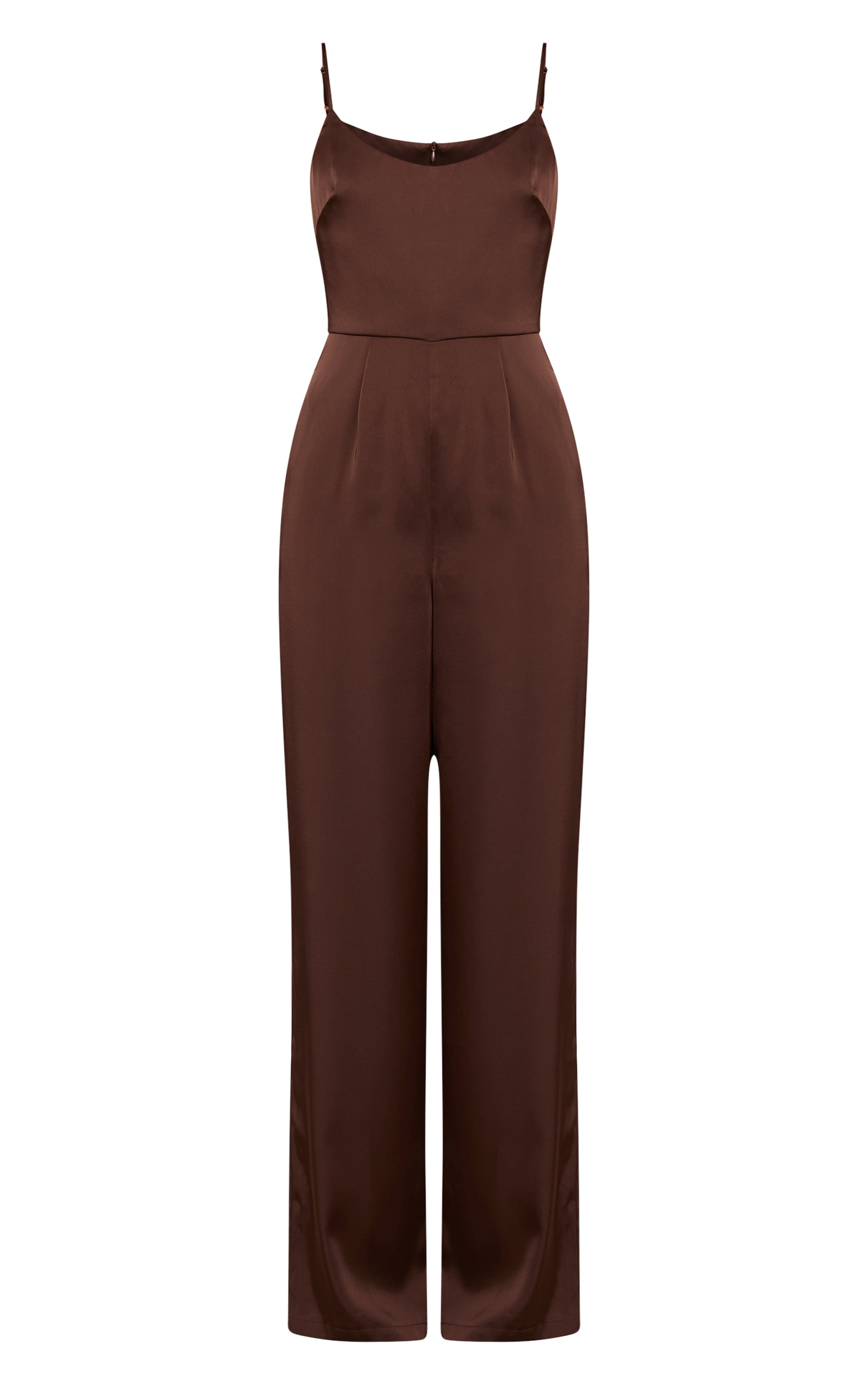 Chocolate Satin Scoop Neck Straight Leg Jumpsuit image 5