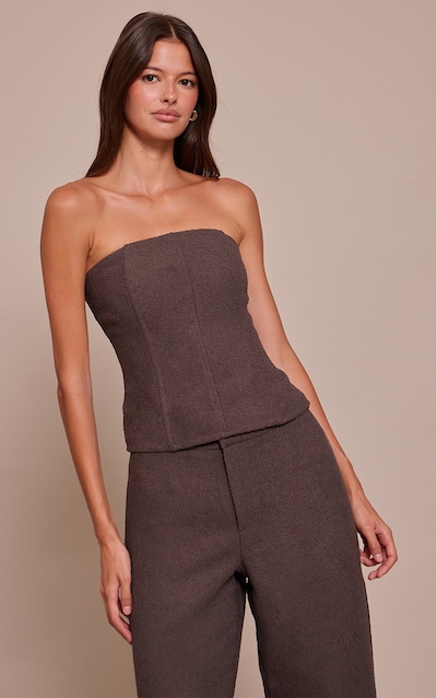 Dark Brown Boucle Boned Corset