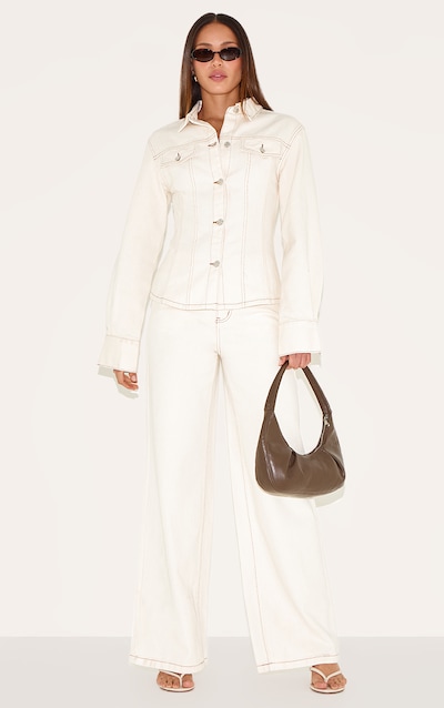 Tall Ecru High Waist Wide Leg Jeans