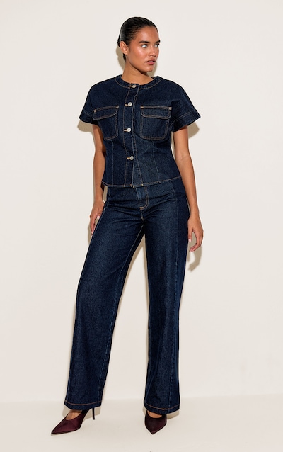 Indigo Seam Detail Wide Leg Jeans