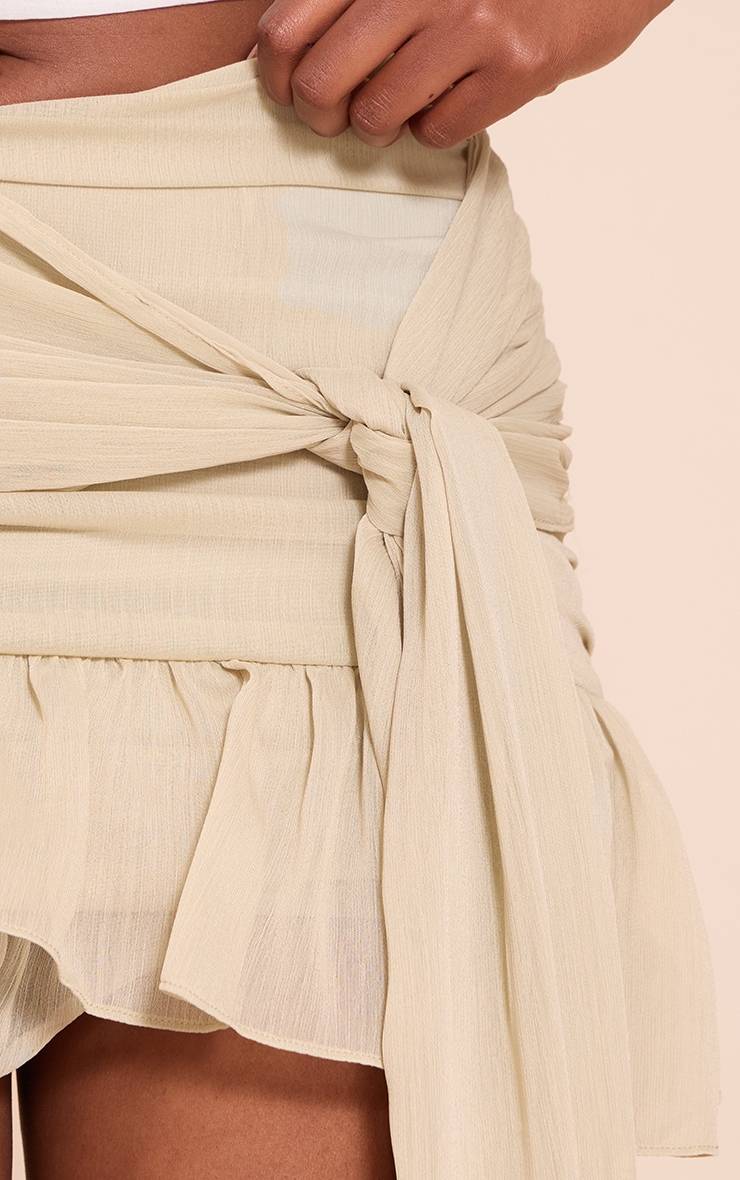 Sage Chiffon Lined Tie Front Mini Skirt image 5