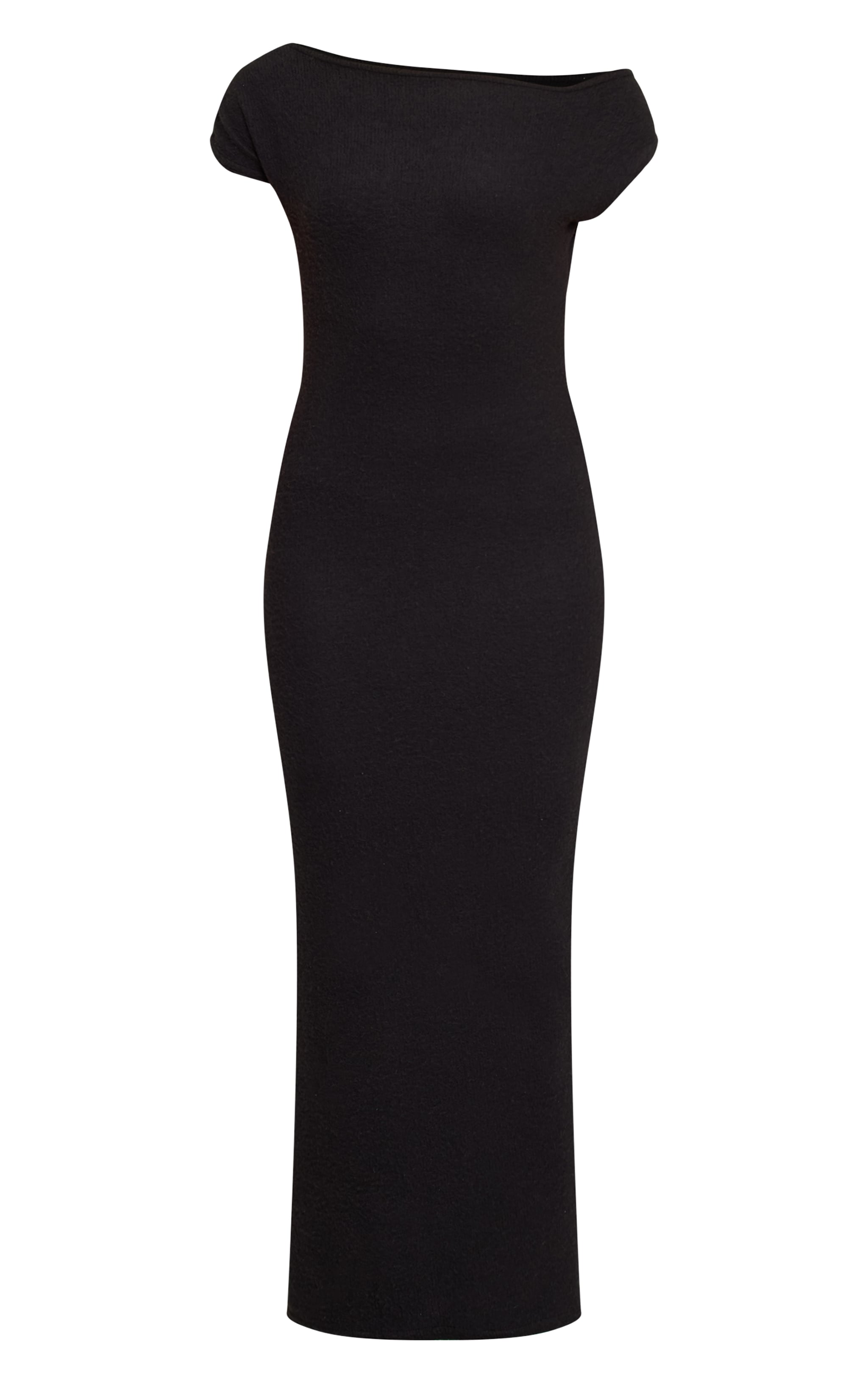 Robe longue asymétrique brossée noire sans manches image 5
