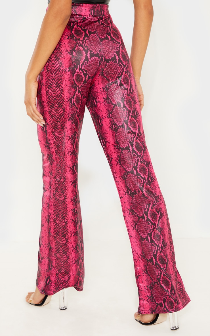 Pink Wet Look Snake Wide Leg Pant PLT QA