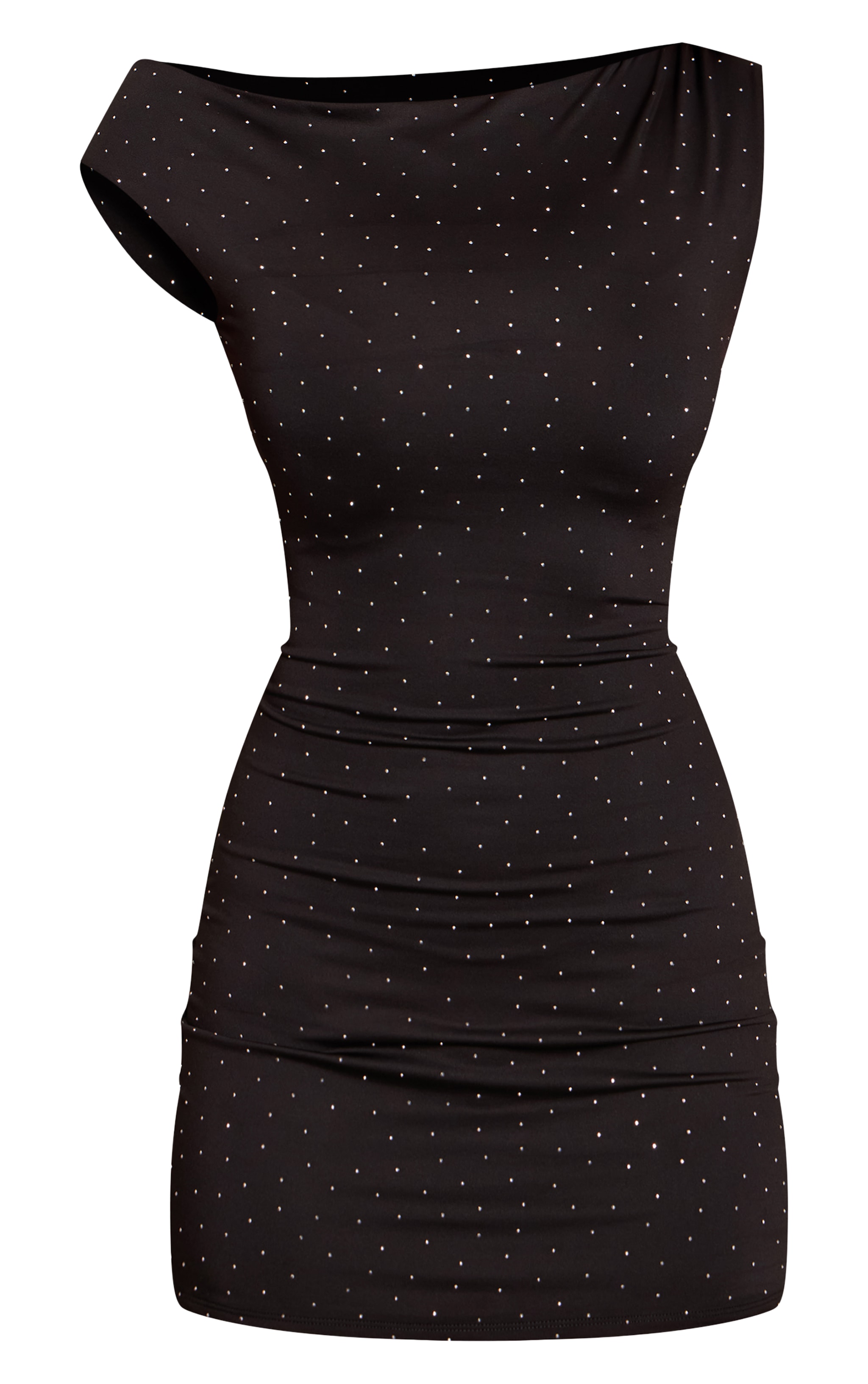 Black Soft Touch Hot Fix One Shoulder Mini Dress image 5