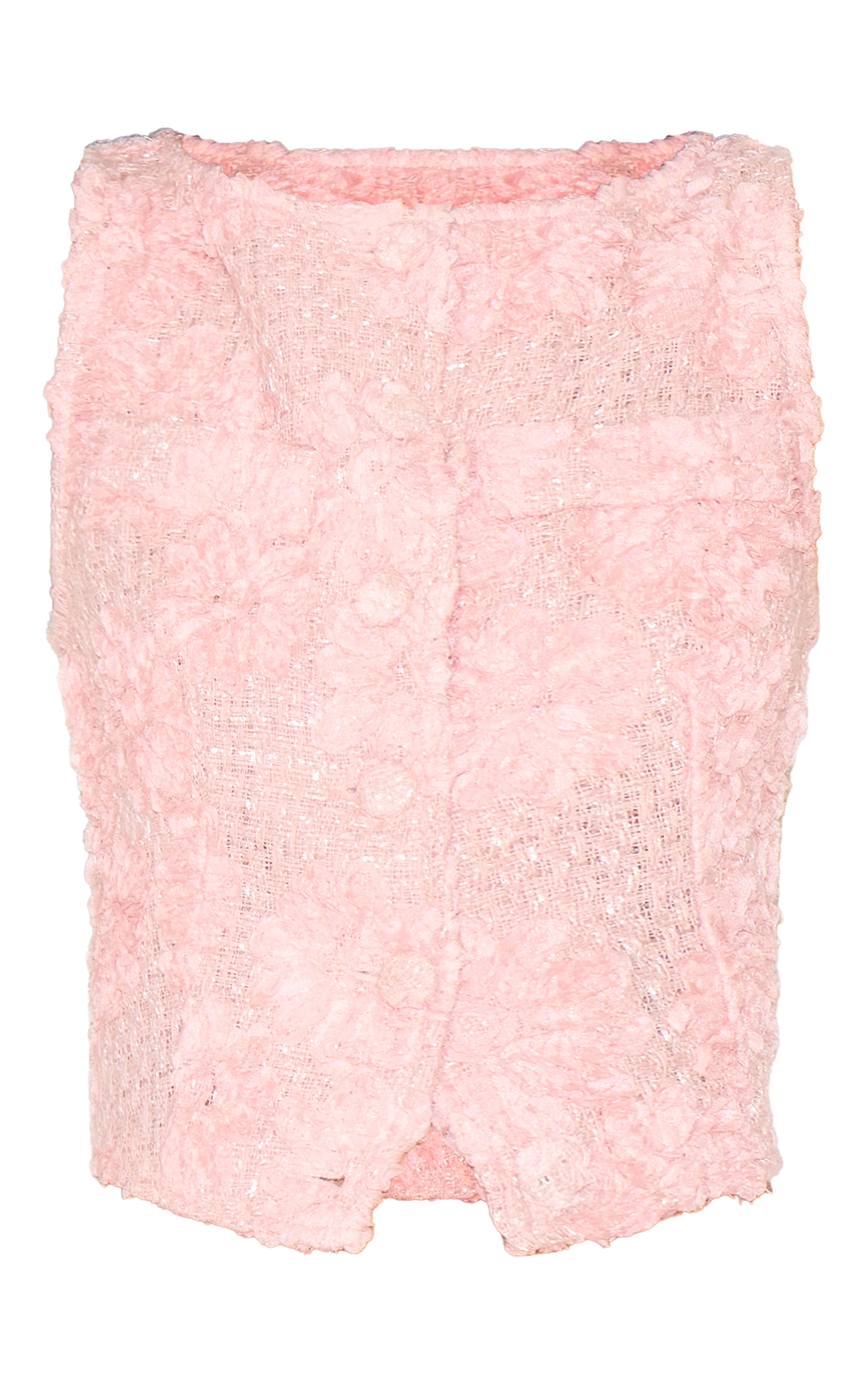 Light Pink Floral Boucle Button Up Vest image 5