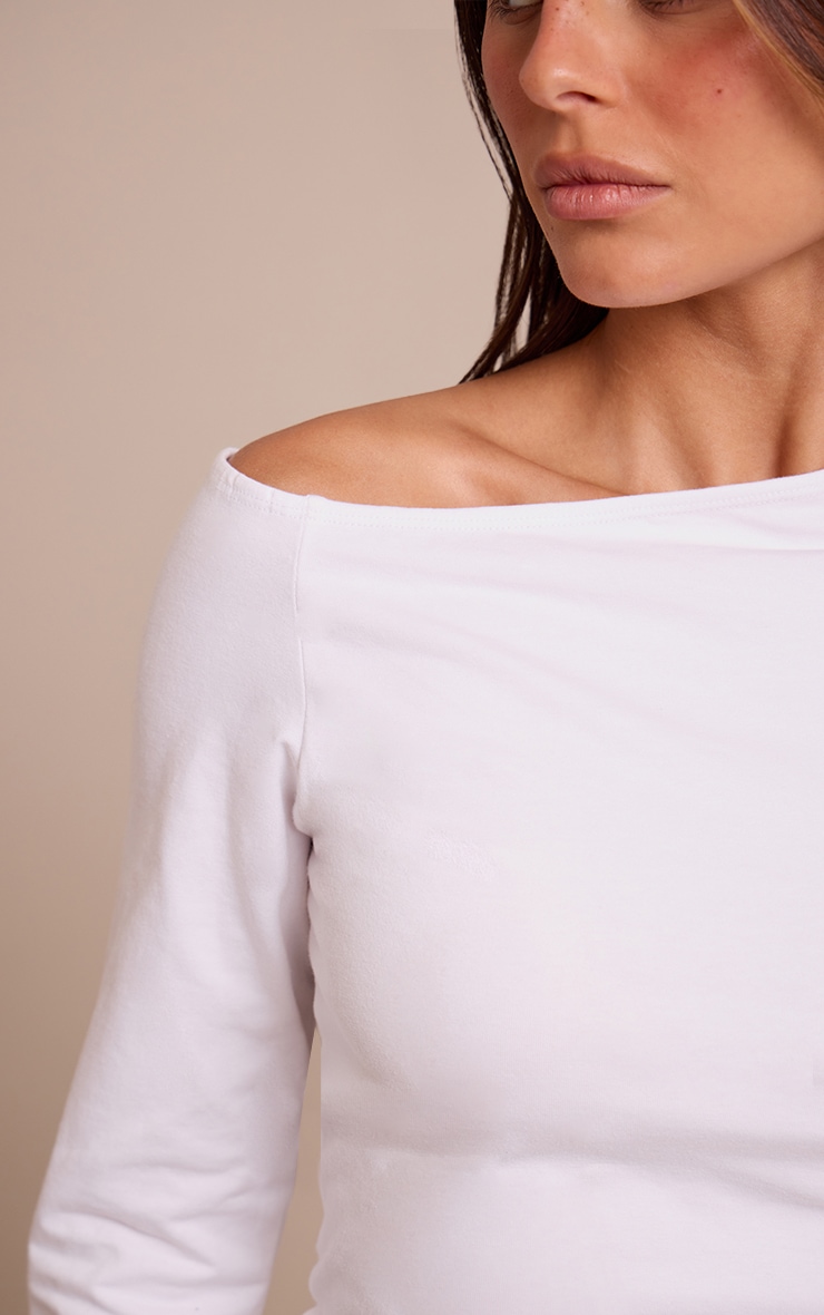 Top asymétrique en coton blanc à manches longues image 4
