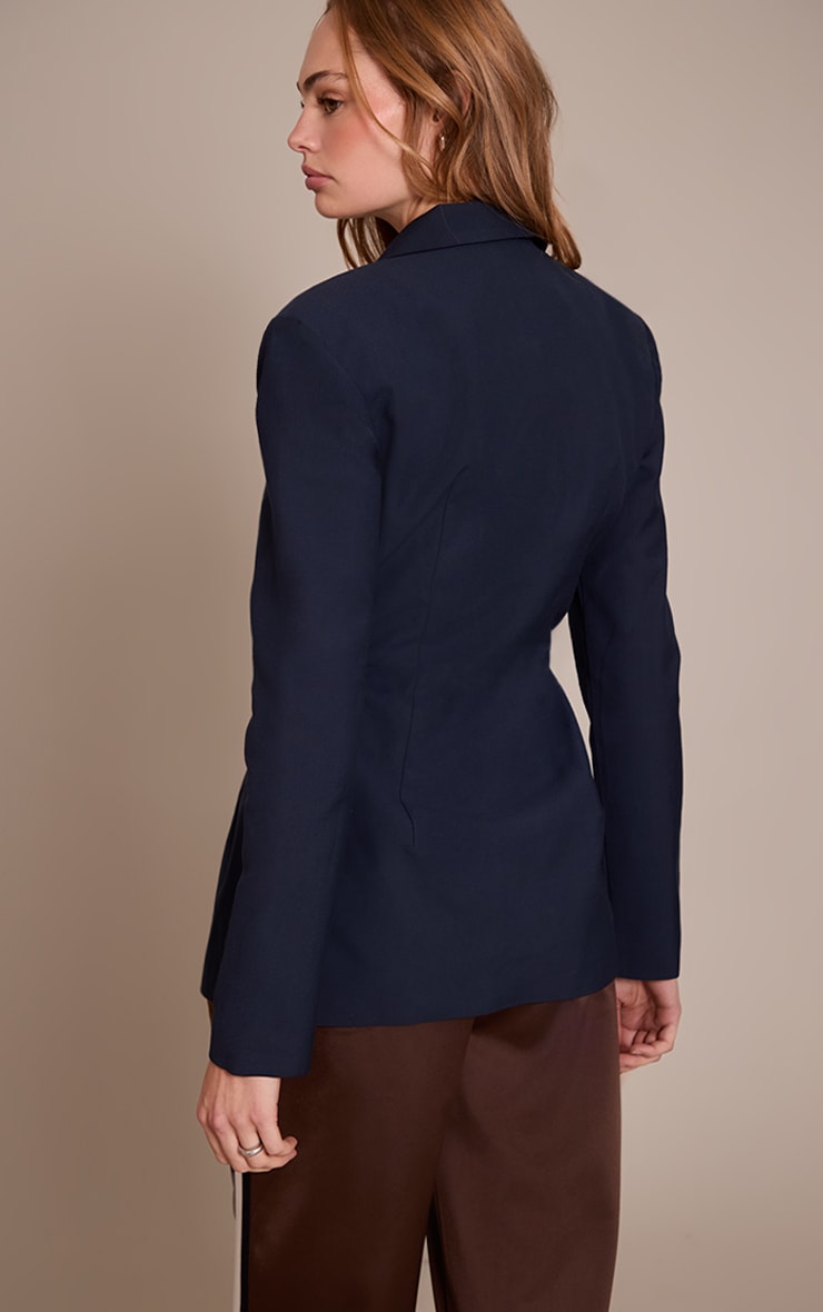 Navy Double Zip Cinched Blazer image 2