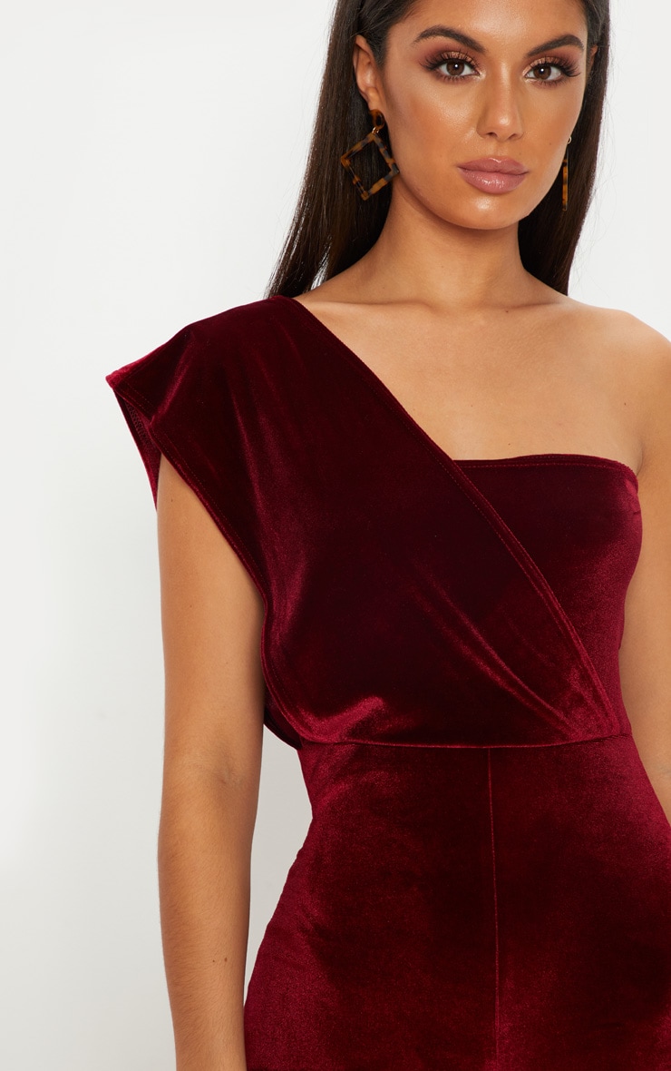 burgundy one piece jumpsuit