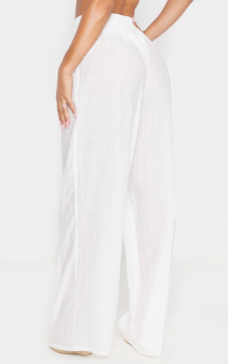 Ecru Wide Leg Beach Floaty Trouser | PrettyLittleThing CA