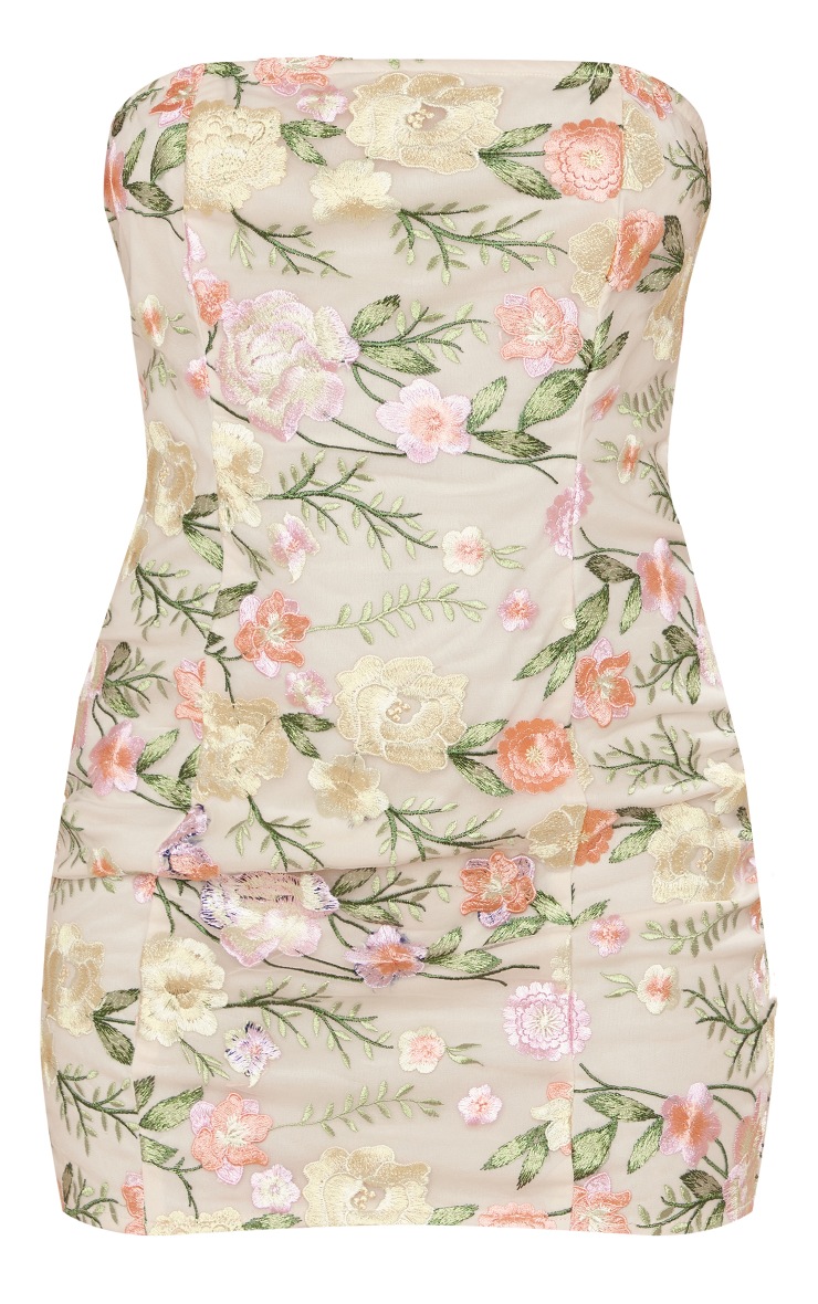 Multi Floral Applique Bandeau Bodycon Dress image 5