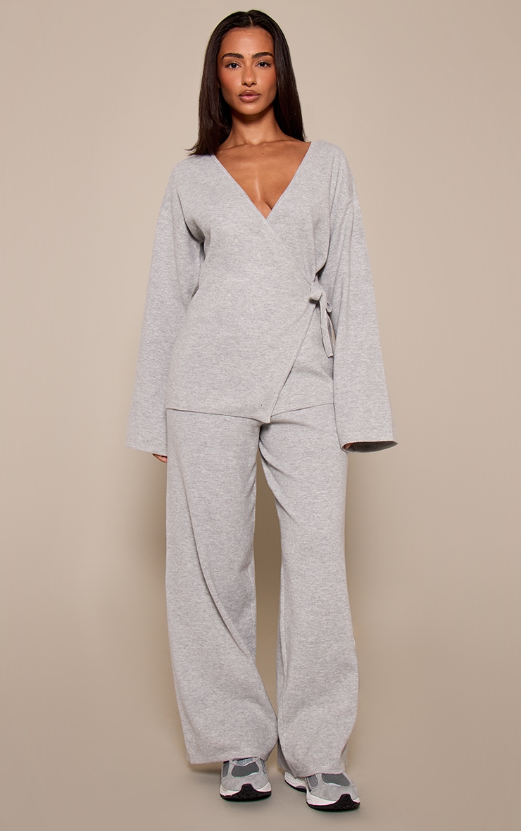 Petite Ash Grey Long Sleeve Wrap Cardigan  image 3