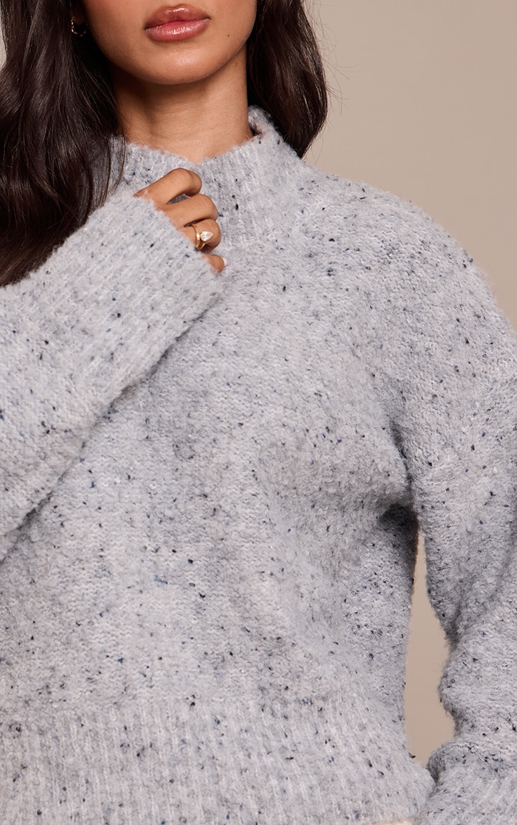 Petite Knitted Grey Marl Oversized Jumper image 4
