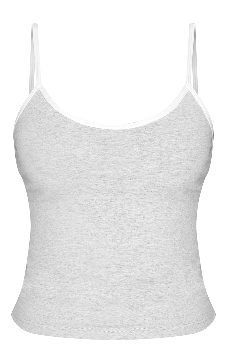 Petite Ash Grey Sculpt Contrast Detail Strappy Gym Top image 5