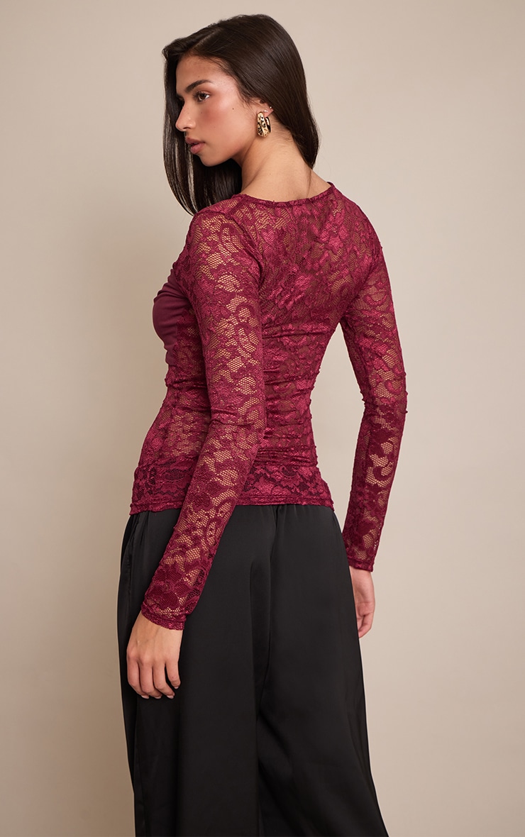 Plum Bust Detail Lace Long Top  image 2