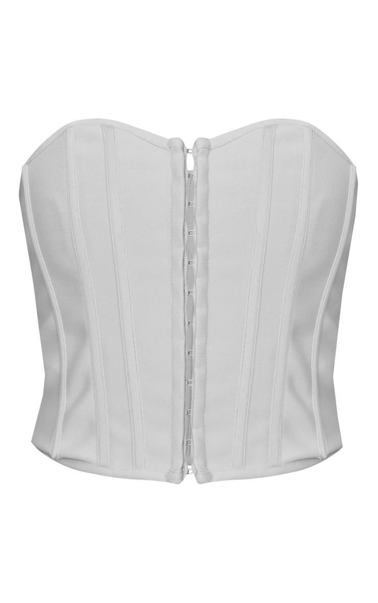 Light Grey Bandage Hook And Eye Corset Tops PrettyLittleThing