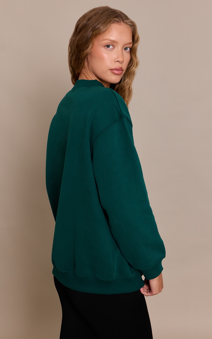 Pine Green Cotton Fleece Crossfront Sweatshirt image 2