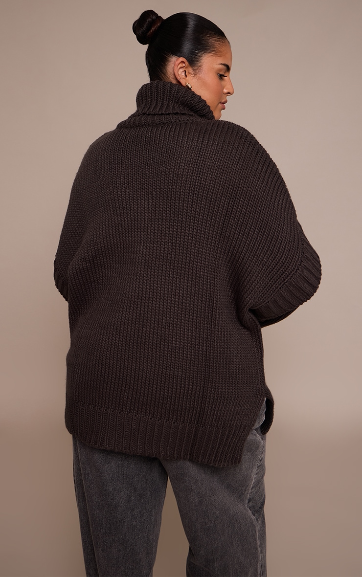 Plus Charcoal Grey Oversized Sleeve Detail Jumper Dress image 2