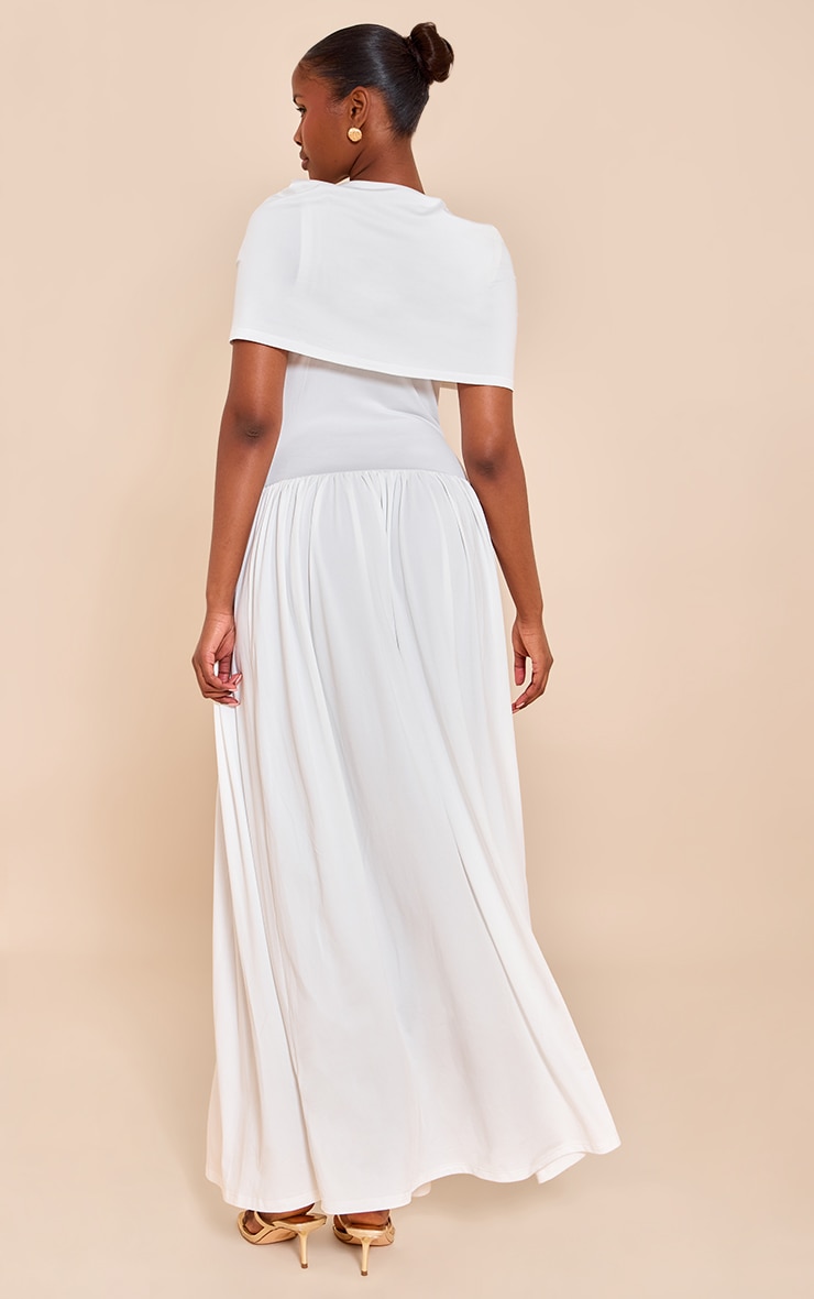 White Bardot Extreme Fold Over Ruched Detail Maxi Dress image 2